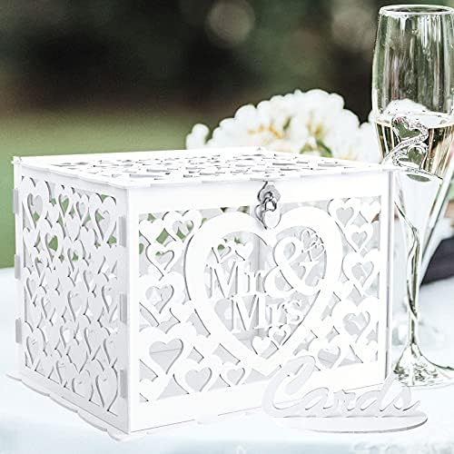 Ywlake Wedding Card Box Holder with Sign Mr Mrs Style