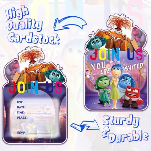 20 Packs Inside Out Birthday Invitation Cards