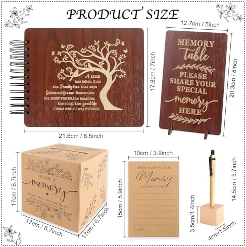 PREKIAR Wooden Guest Book Set for Memorial Service