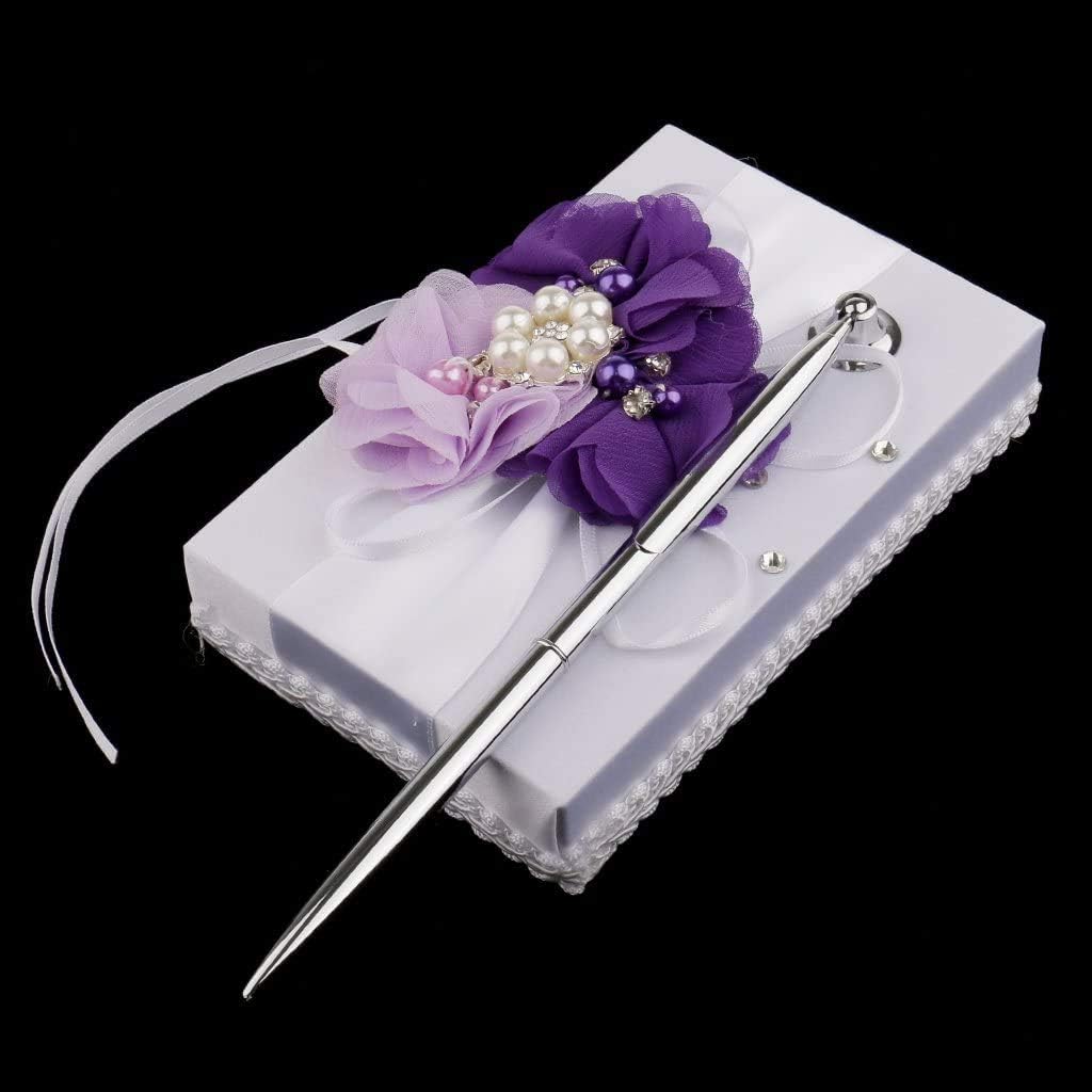 Wedding Guest Book and Pen Set Purple