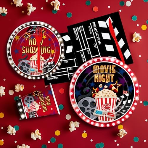 Movie Night Party Decorations Tableware Set Serves 24
