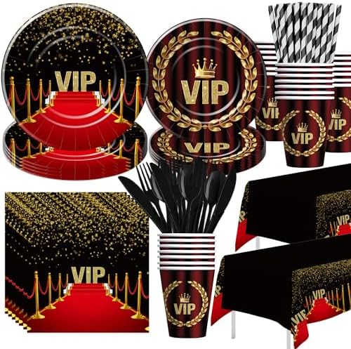 VIP Red Carpet Party Tableware Set for 24 Guests