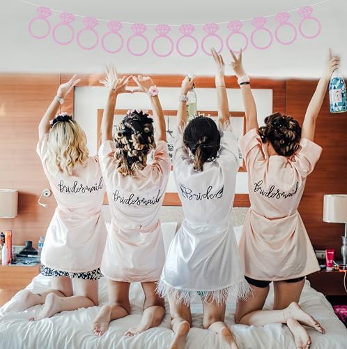 Pre-Strung Pink Glitter Diamond Ring Banner for Bachelorette Party