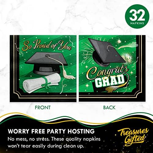 Treasures Gifted Green Graduation Decorations Set for 24 Guests