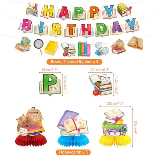 Book Themed Birthday Party Decorations Set