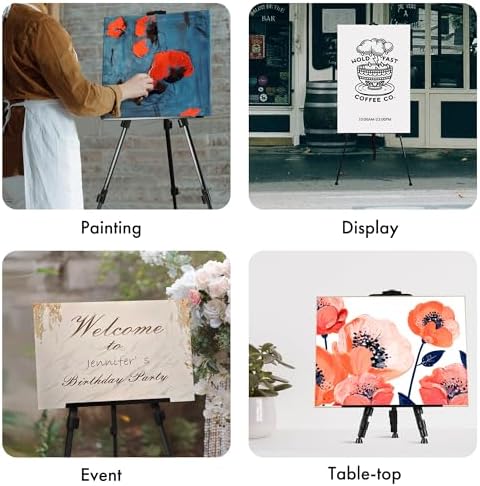 ARTIFY 66 Inch Double Tier Easel Stand Black 2Pack