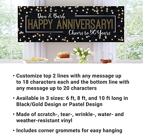 Lets Make Memories Personalized Banner - 6 ft Black Gold