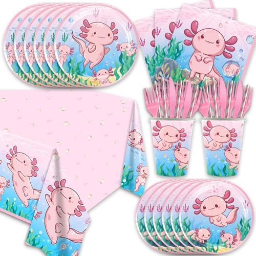 141Pcs Pink Axolotl Birthday Party Supplies Set