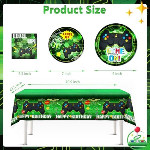 159 Pcs Video Game Birthday Decorations Set Green
