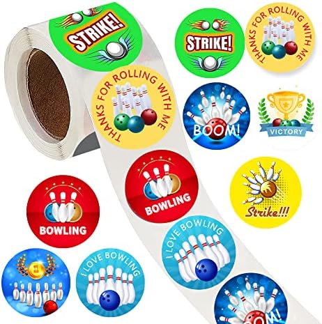 Oringaga 500 Piece Bowling Decor Labels Roll Stickers