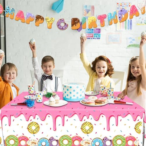 GREHUMOR Donut Birthday Table Covers 3Pcs Set