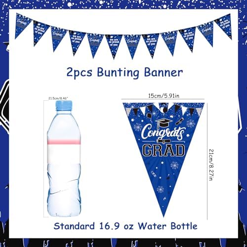 2025 Graduation Banner Set Blue Black Triangle Flags