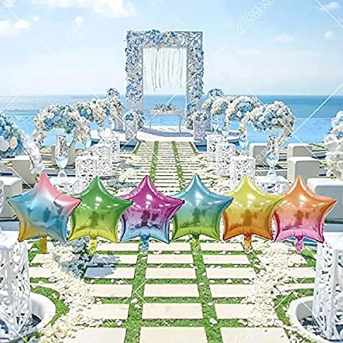 18 Inches Gradient Rose Star Shaped Foil Balloons 10pcs