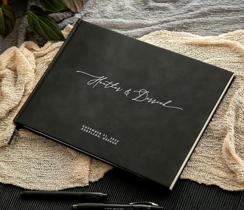 MUUJEE Personalized Guestbook - Charcoal Hard Cover with Bookmark