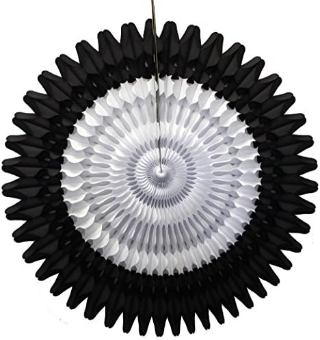 3 Piece Black and White Tissue Paper Fan Decor Set