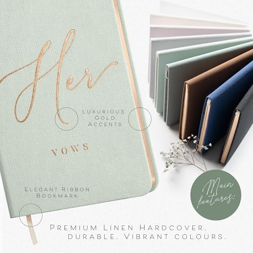 ARTESORI Vow Books His and Hers - Linen Wedding Vow Books Mint Sage