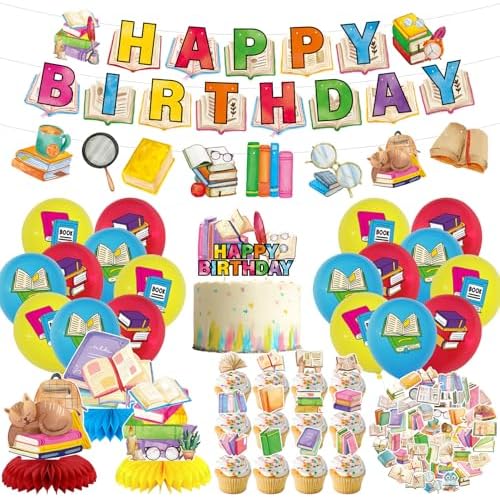 Book Themed Birthday Party Decorations Set