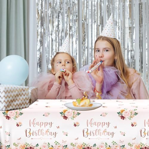 3 Pack Pink Rose Tablecloth for Birthday Parties