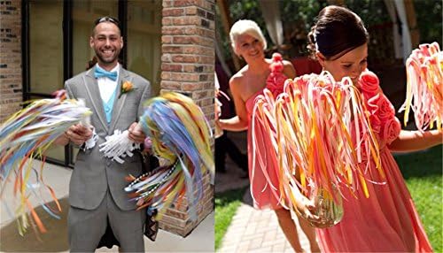 Wishprom Ribbon Stick Wands Streamers for Wedding Party Favor Black 30PCS