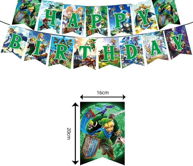 Lamden Zel-da Game Party Tableware Set with Birthday Banner and Tablecloth