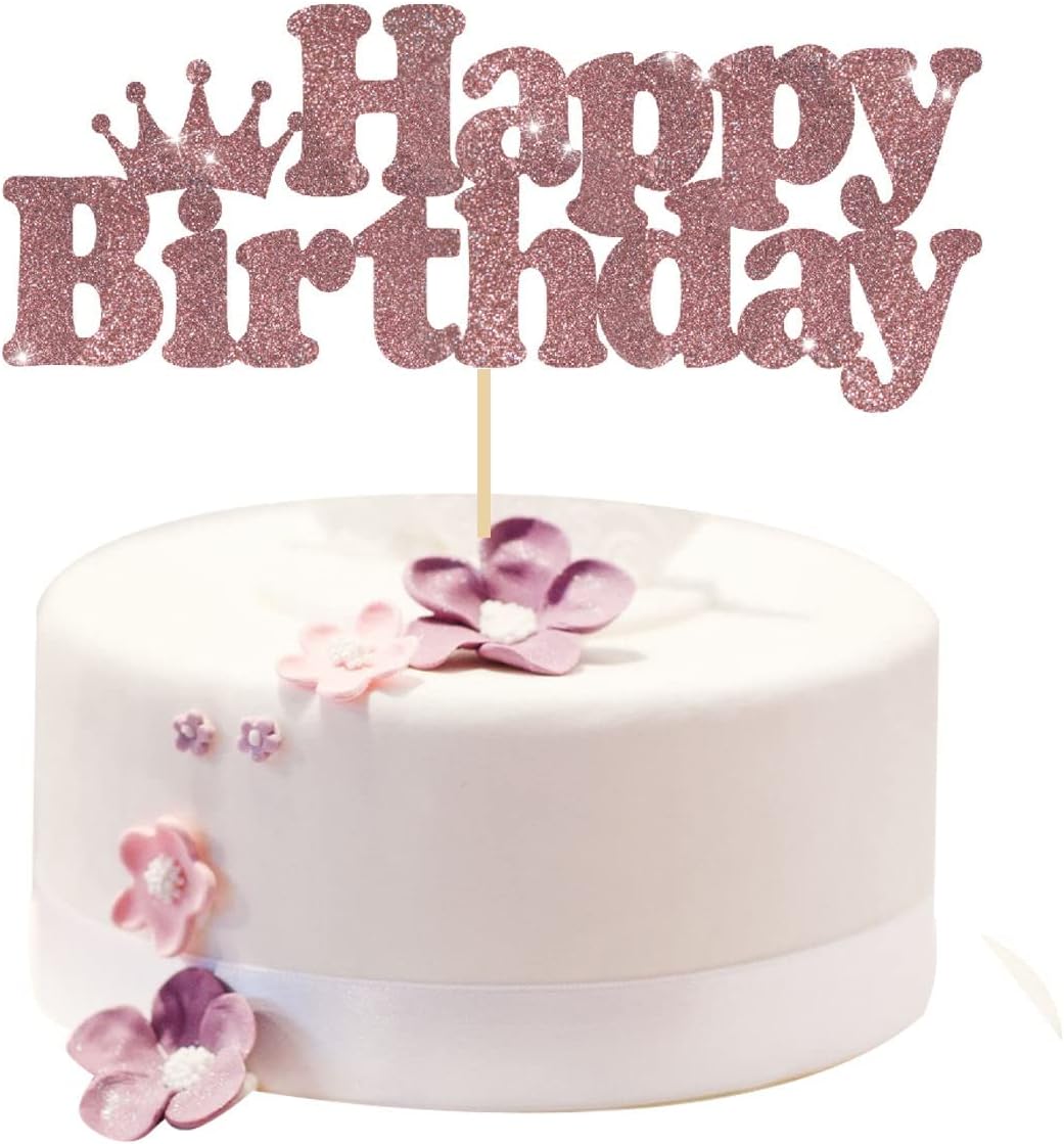 Rose Gold Birthday Tiara and Sash Set for Women