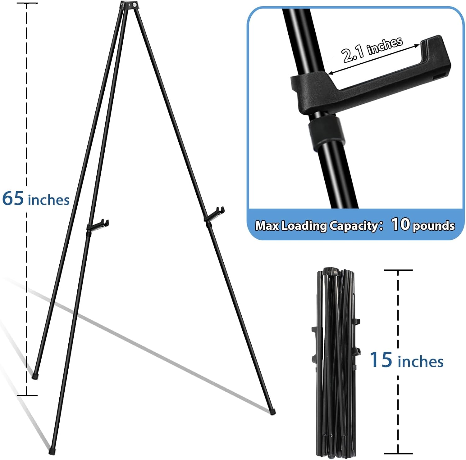 Thickened Metal Easel Stand for Sign 65 Inch Black 1 Pack