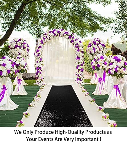 ShiDianYi Sequin Aisle Runner 4FTx20FT Black Wedding Carpet