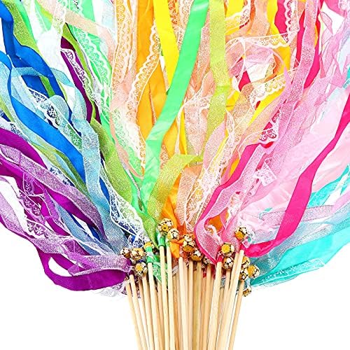 40 Pieces Chromatic Silk Wedding Streamers with Bells