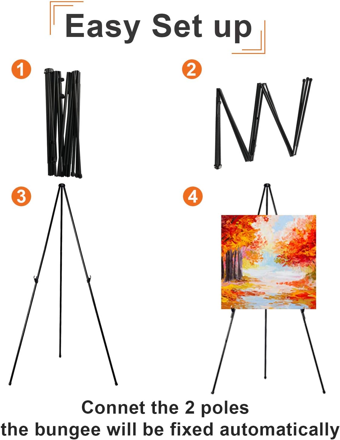 63 Inch Folding Easel Stand for Display and Signage