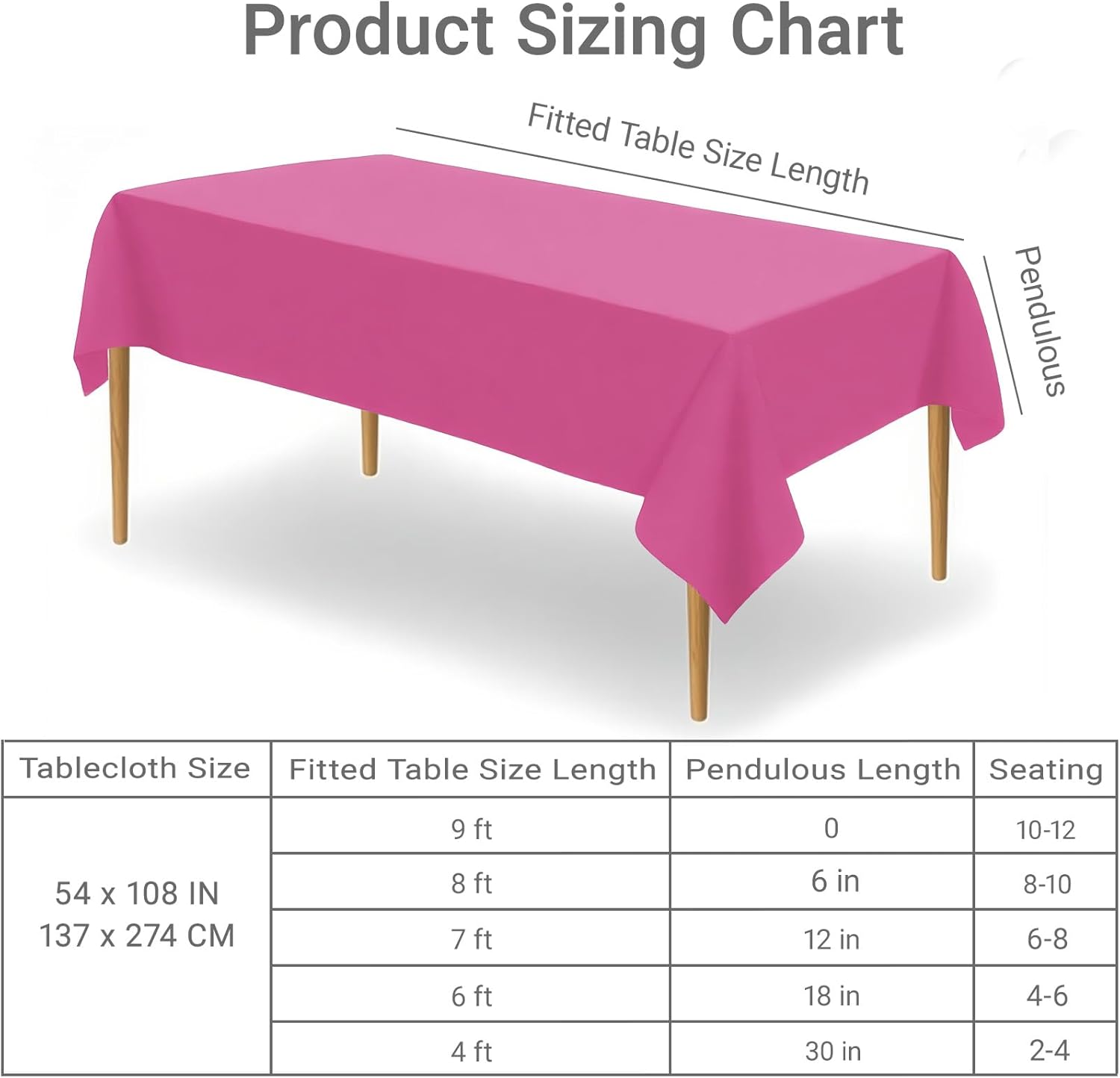 MRJ 3 Pack Hot Pink Disposable Table Cloth 54x108 Inch