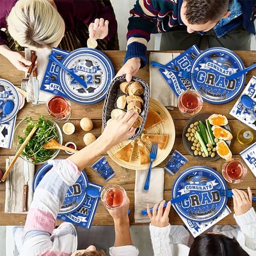 Graduation 2025 Blue Themed Party Tableware Set for 24 Guests