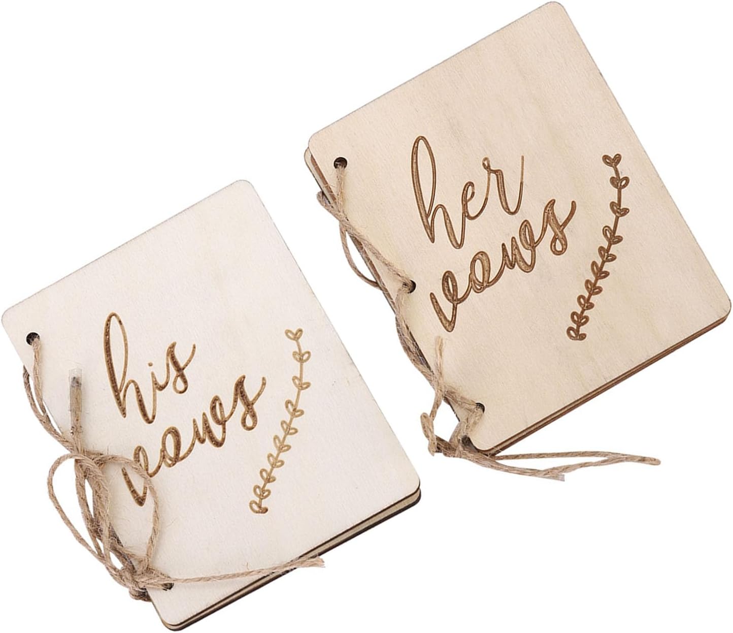 Haofy Wedding Vow Booklets 2pcs Wooden Decorative Guestbook Props
