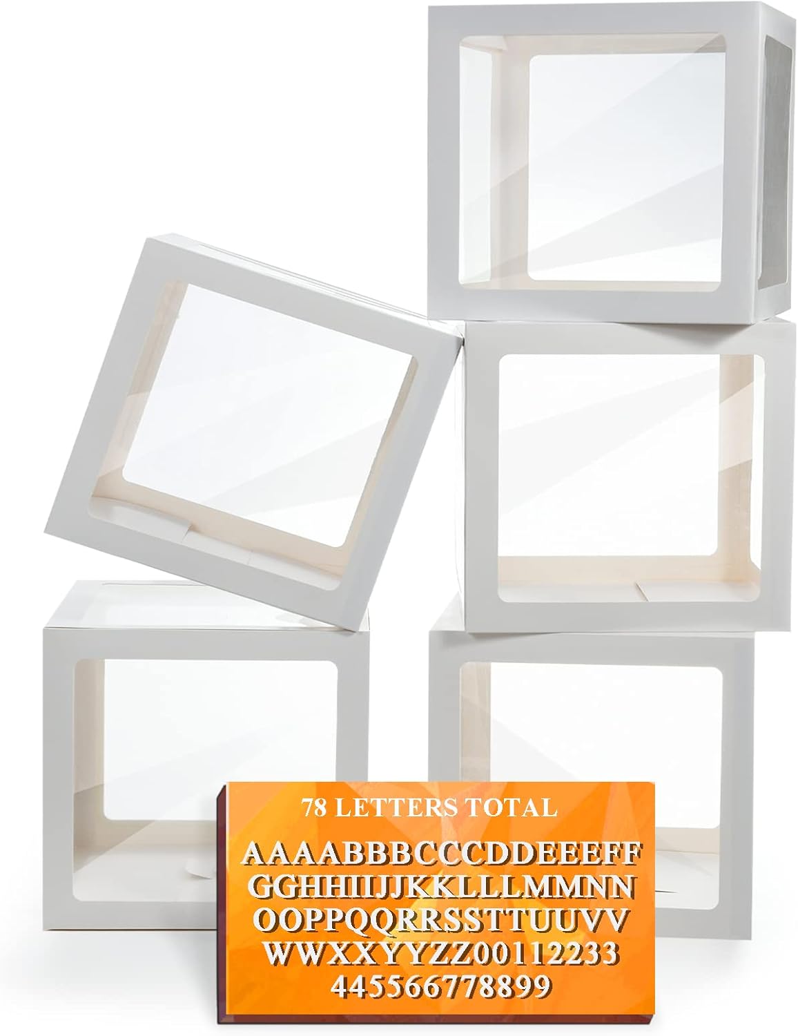 White Transparent Balloon Boxes 5PCS for Custom Name Decor