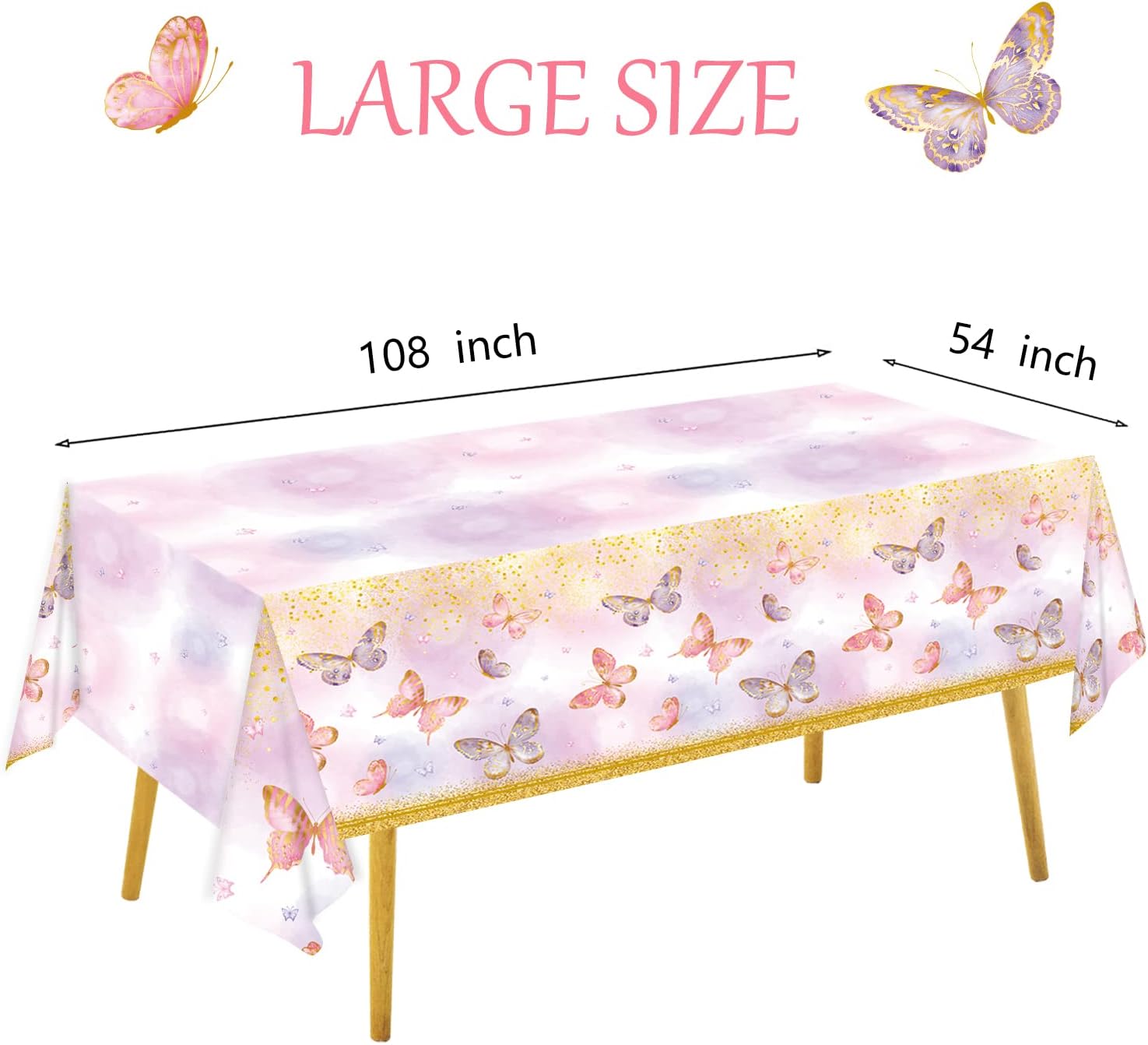 4pcs Butterfly Birthday Tablecloths Pink Purple Decorations for Girls