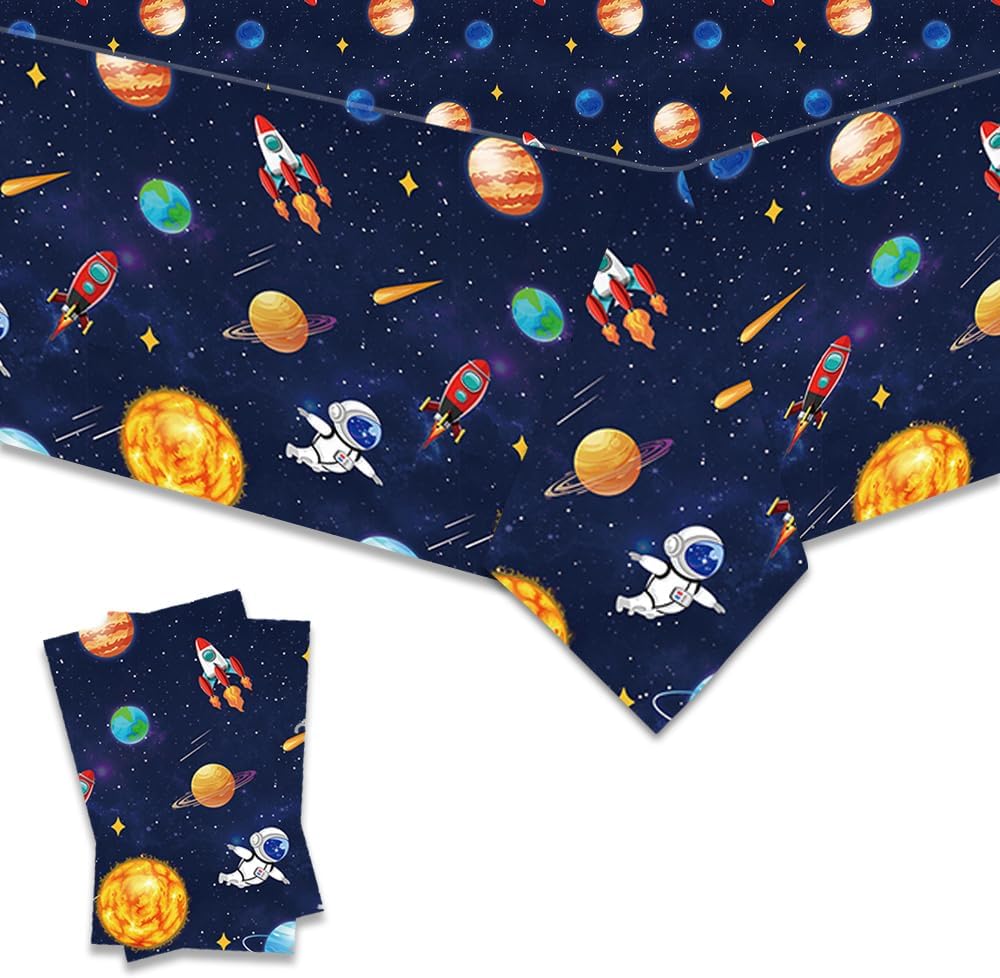 2pcs Space Tablecloth Plastic Party Decor for Birthday Celebrations