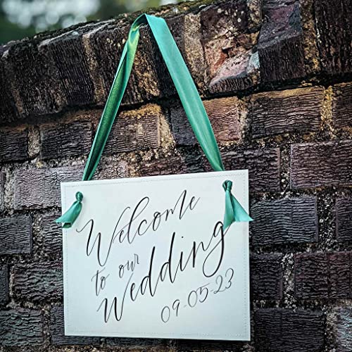 Custom Wedding Sign 11x85 in with Paper Ribbon Font Choice