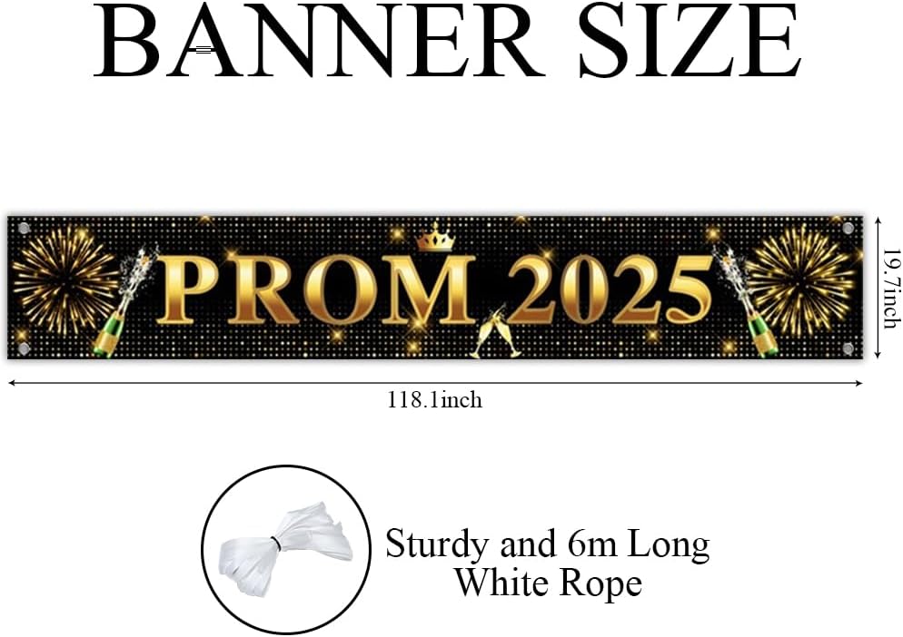OFILA 2025 Prom Banner 118x197 Inches Black Gold