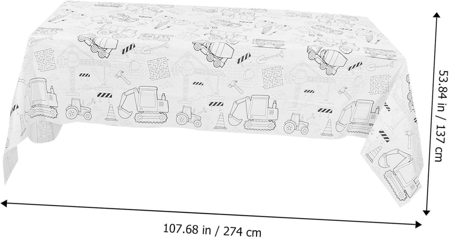 HOMSFOU Construction Theme Birthday Tablecloth for Boys and Girls