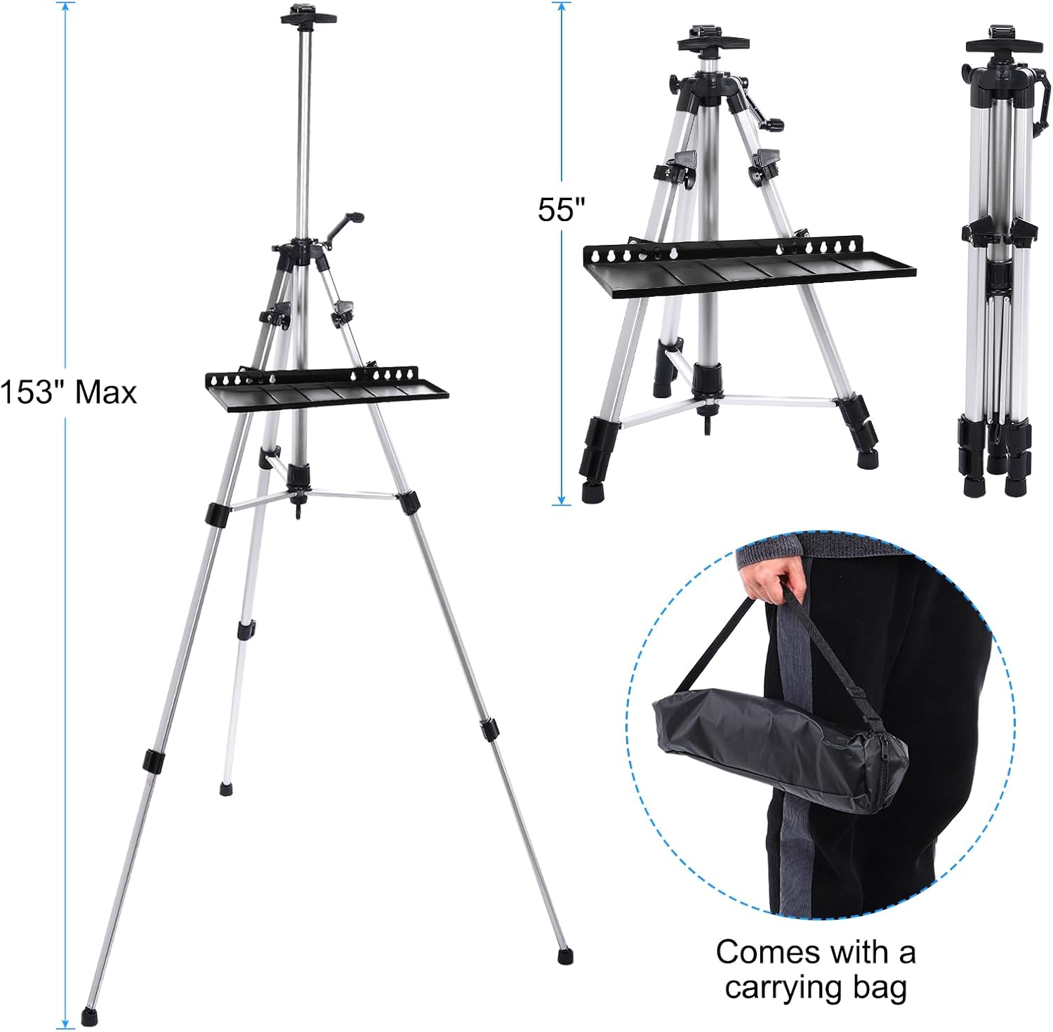 PATIKIL Artist Easel Stand with Detachable Tray and Adjustable Height