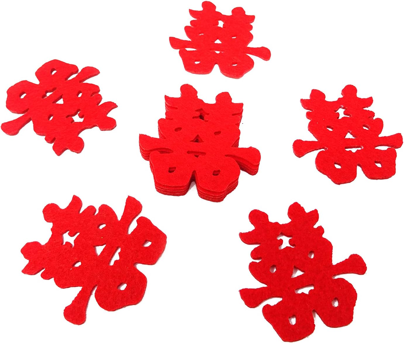 Honbay 120PCS Double Happiness Confetti - Red Non-Woven Wedding Decor