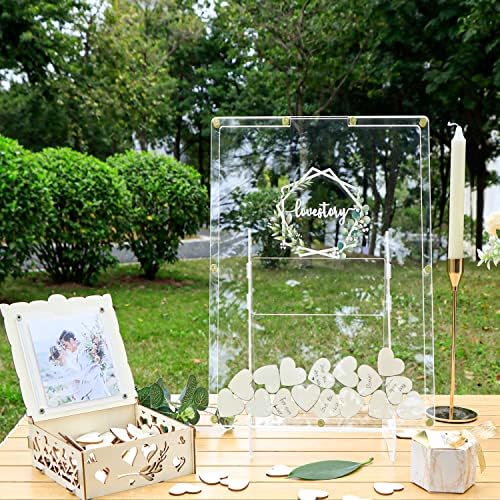AerWo Wedding Guest Book Alternative with Stand and Hearts