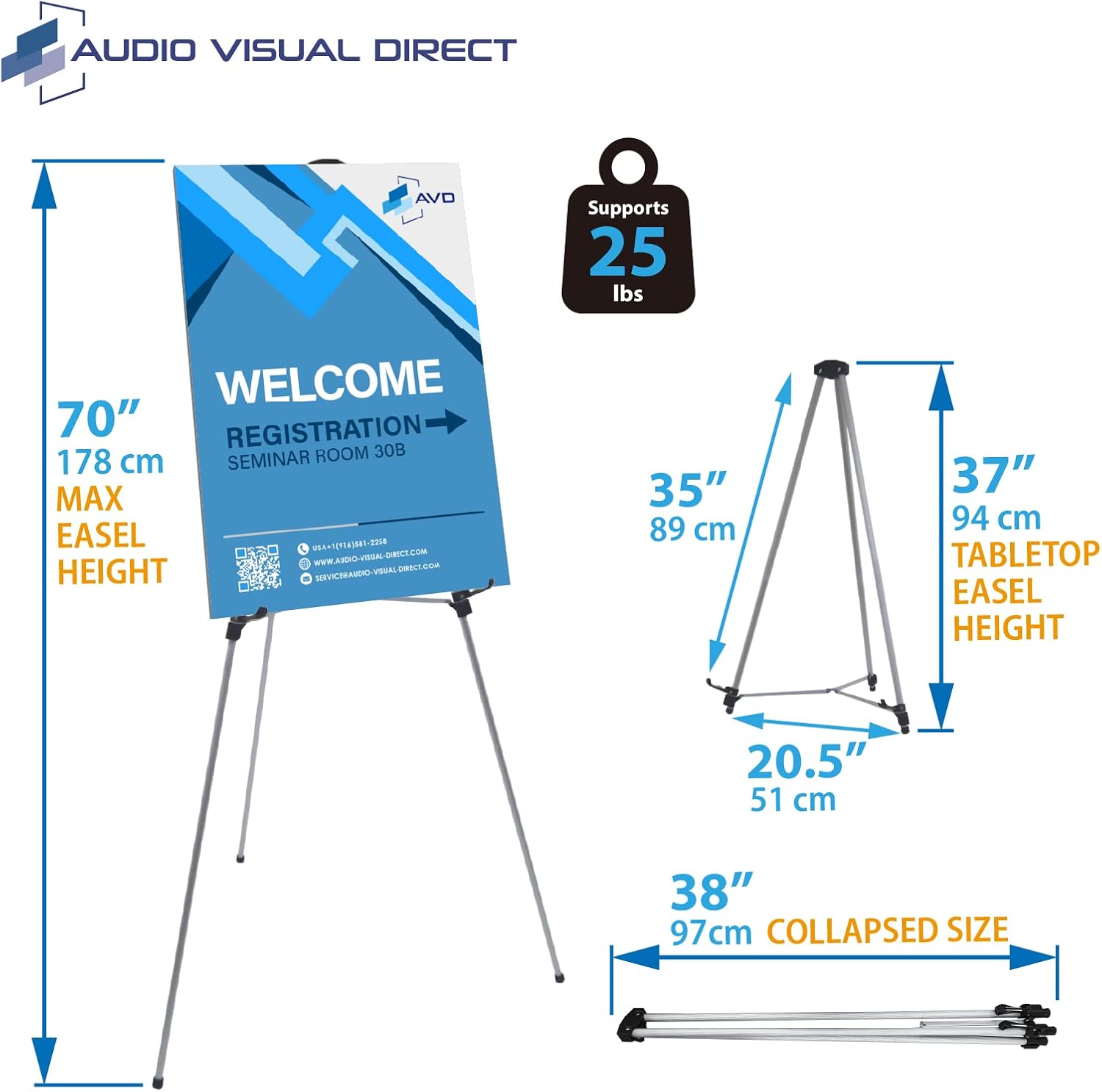 Lightweight Aluminum Telescoping Easel 70 Inches Silver 10 Pack