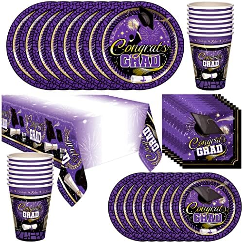 Treasures Gifted Purple Graduation Decorations Set of 24