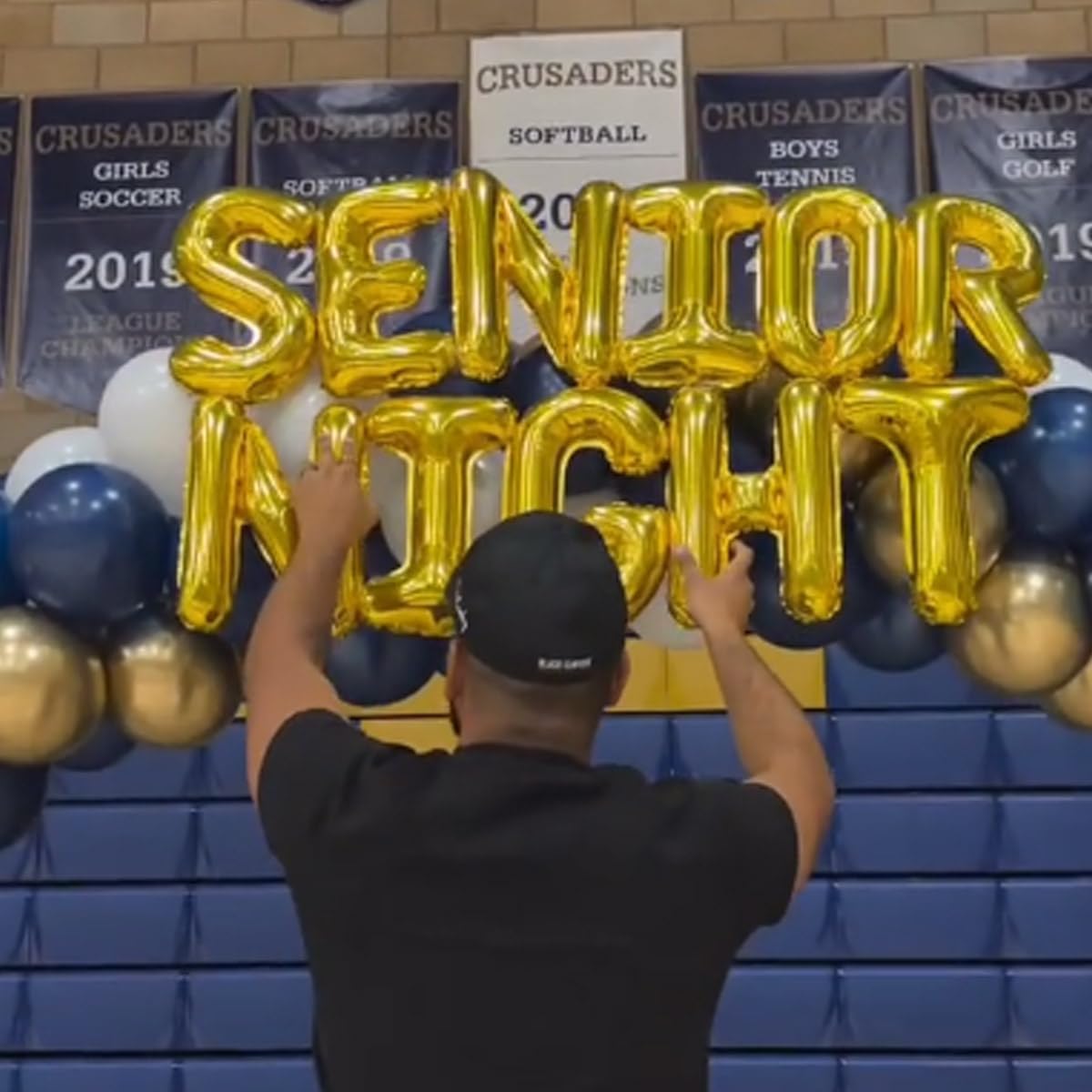 Senior Night Party Banner Gold 16 Inch