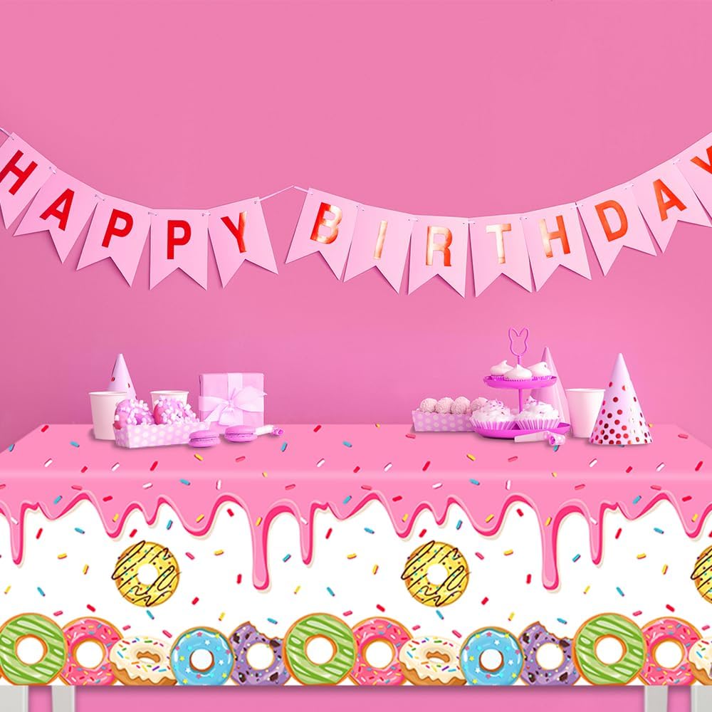 GREHUMOR Donut Birthday Table Covers 3Pcs Set