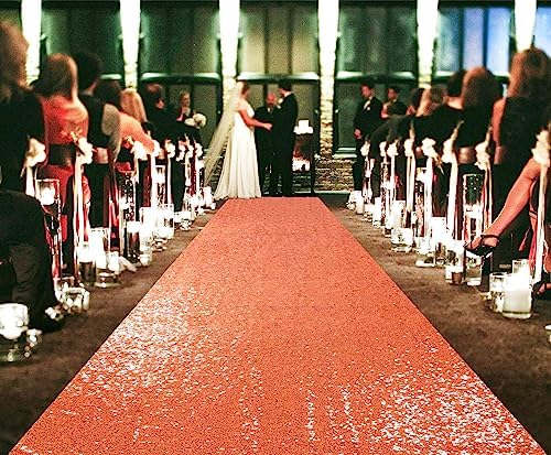 ShiDianYi Orange Sequin Aisle Runner 2FTx15FT Wedding Decor