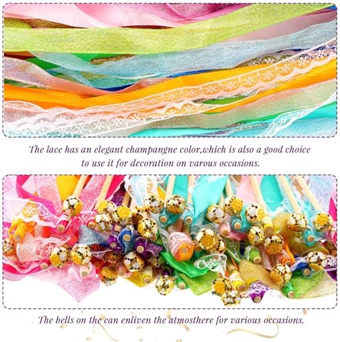 40 Pieces Chromatic Silk Wedding Streamers with Bells