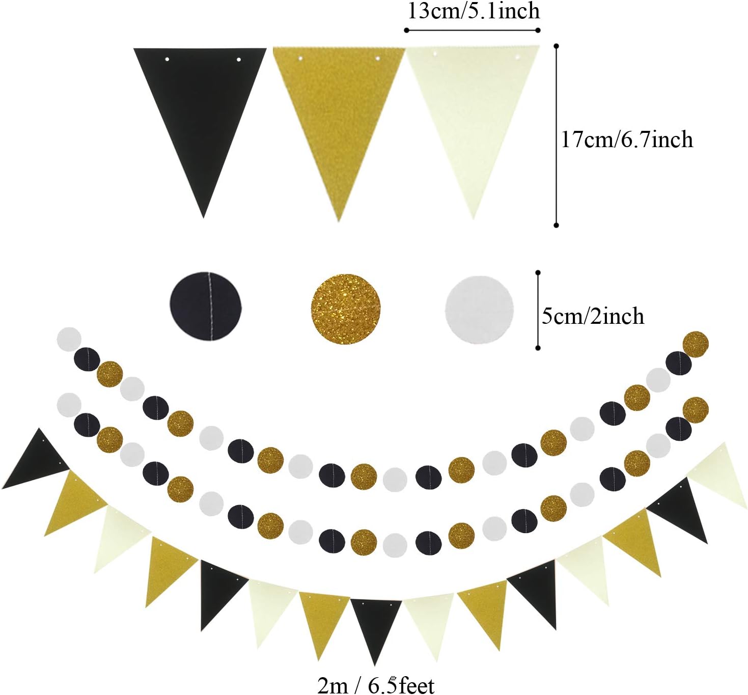 ZERODECO Black and Gold Party Decor Fans and Banners