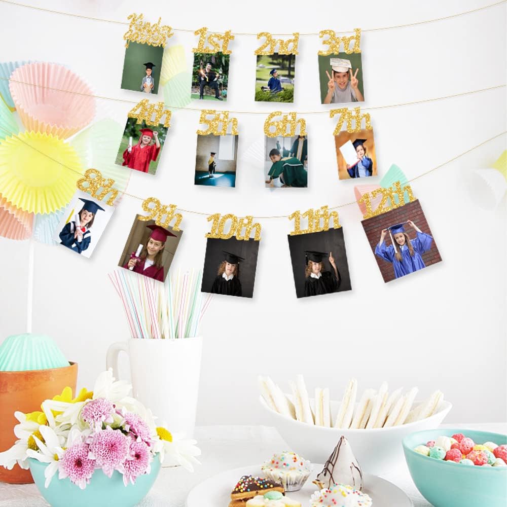Gold Glitter Graduation Photo Banner for Class of 2025