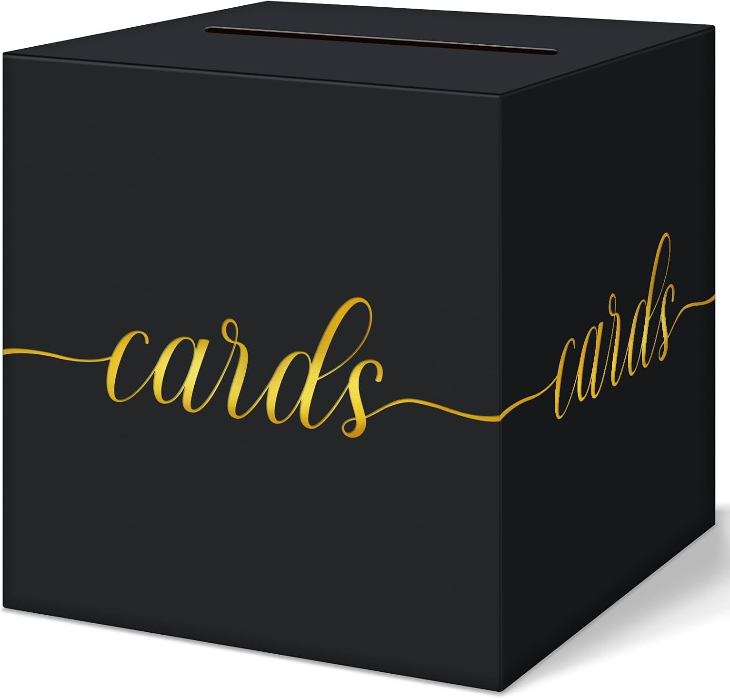 QIKSION Gold Foil Black Card Box for Graduation and Events